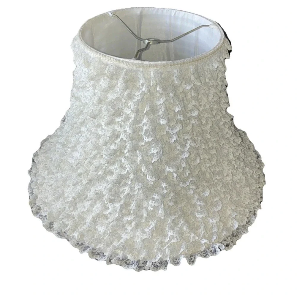 Vintage Lamp Shade White Lace Ruffles 16x11